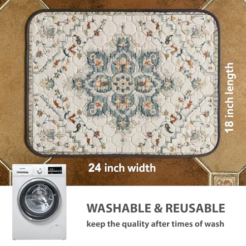 Image of nunubaby 4PACK Washable Pee Pads for Dogs, Stylish, Non-Slip and Leak-Proof Pee Pads. Reusable Potty Pads for Dogs for Crates and Floors.(Beige /Floral, 18 inch x24 inch )