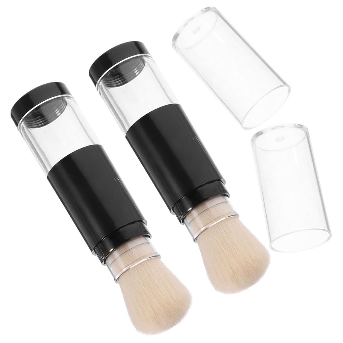 Gogogmee Travel-friendly Powder Foundation Brush Set 2pcs Push-type Bottle Brush for Cosmetics