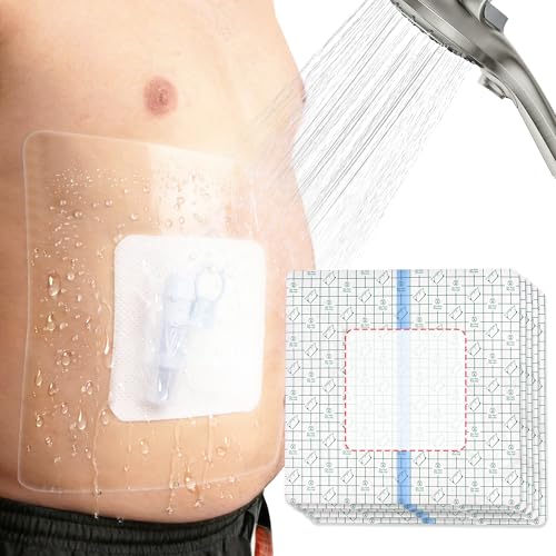 15Pcs 10.2x10.2 Shower Shields Wound Cover Large Waterproof Protector Bandage with Non-Stick Central Pad Adhesive Dressing Film for Dialysis Catheter Post Surgical PICC Line