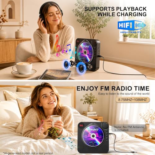 Image of Portable CD Player with Bluetooth 5.4 for Daily Home Use & Gift,Exercise