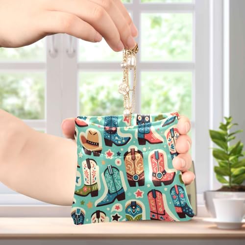 Cute Boots Cowboy Coin Purse Leather Pouch Change Purse, Squeeze Coin Pouch for Cards, Keys & Lipsticks, Unisex4