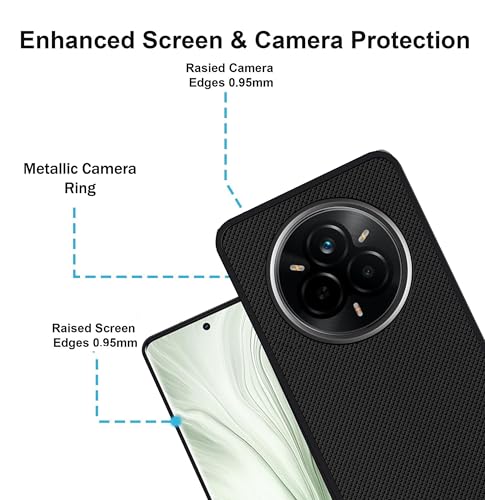 Image of Silicone Back Cover Case Compatible for Realme 14 Pro 5G (Textured Grip Design | Camera Protetion | Slim and Light Weight | Soft Touch and Feel | Black)