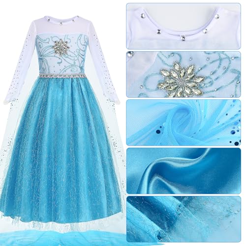 Vestido azul princesa para niñas disfraz completo miniatura 5