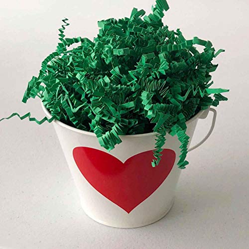 Crinkle Cut Paper Shred Filler for Packing and Filling Gift Baskets, Natural Craft Bedding in Brown Kraft Red Pink White Green Yellow Blue and White … (2 LB, Green)