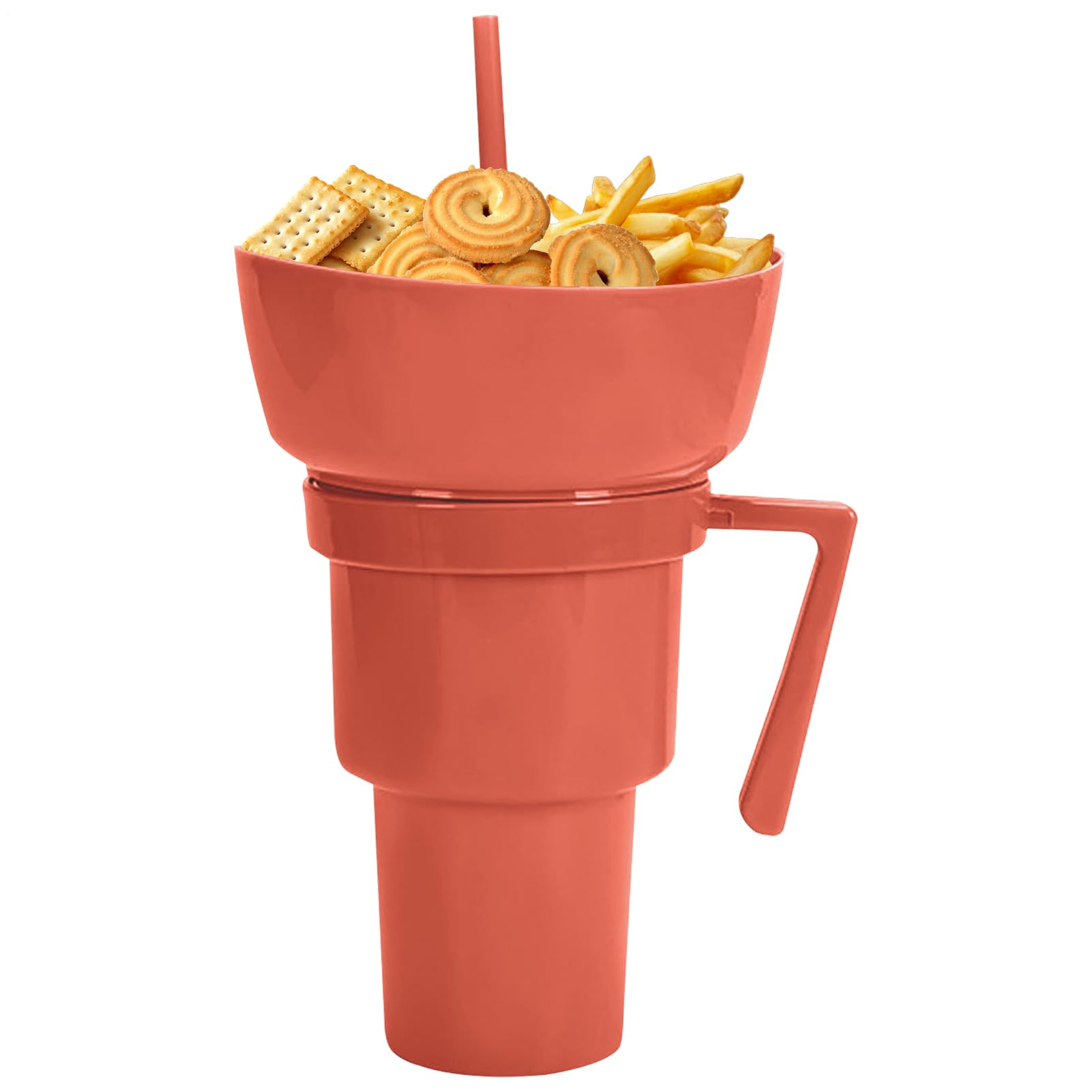 Snack and Drink Cup Combo - Travel Snack and Drink Cup for Adults,Beverage Food Container for Travel Milk Tea Juice Candy Chips Popcorn Fruit School Camping Beach