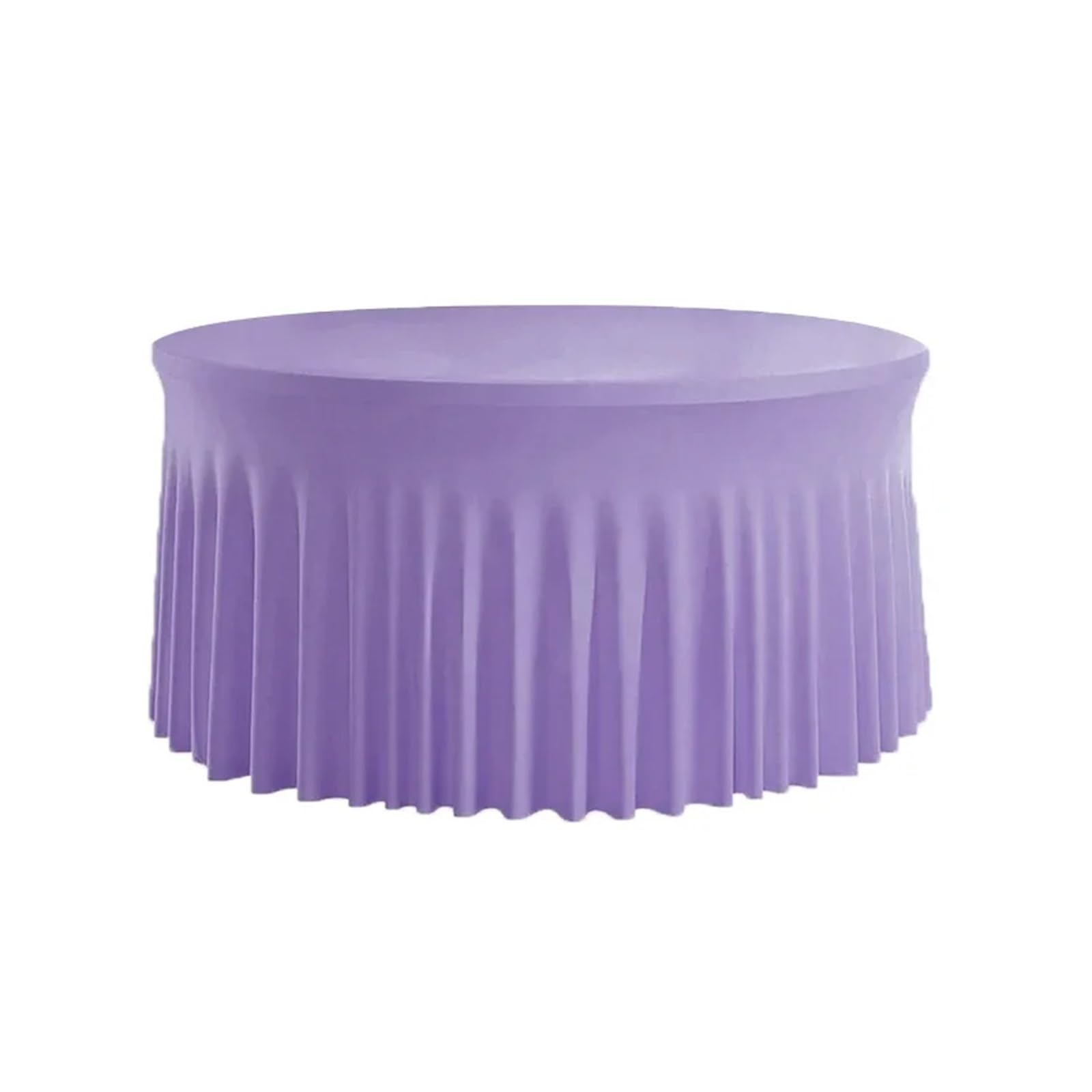 DUEXIOLY Round Table Skirt Pleated Wave Spandex Round Tablecloth Elastic Skirted Cover for Banquet Wedding Stain-Resistant For the party(Light purple,5FT 153.0CM ROUND)
