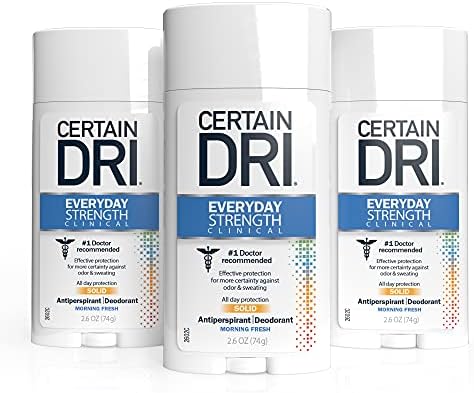Certain Dri Everyday Strength Clinical Antiperspirant Solid Deodorant, Hyperhidrosis Treatment for Men & Women, Morning Fresh, 2.6oz, 3 Pack