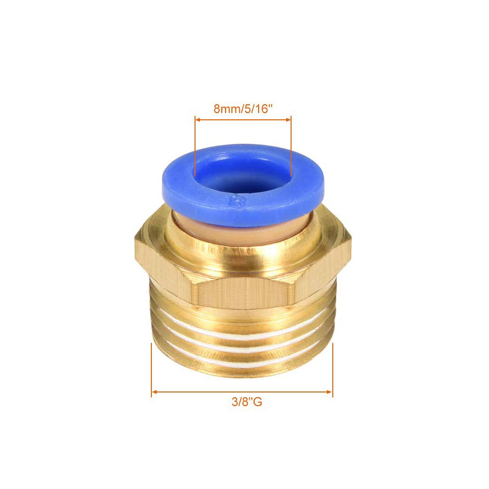 PC8-03 Push-to-Connect-Armaturen, 8 Mm Rohr OD X 3/8" G-Gewinde, 20 Stück – Pneumatische Schnellanschlüsse