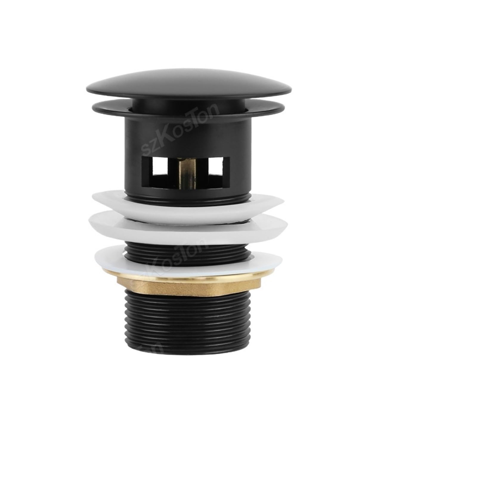 Rtbvghjik Matte Black-A Bathroom Basin Sink Brass Pop Up Drain Waste Stoppers With Or Without Overflow Hole Washbasin Faucet Accessories For Bathroom Sinks(Matte Black-A)