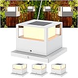 4 Pack Solar Post Lights Outdoor Solar Post Cap Lights, 20 Lumen High Brightness Waterproof LED...