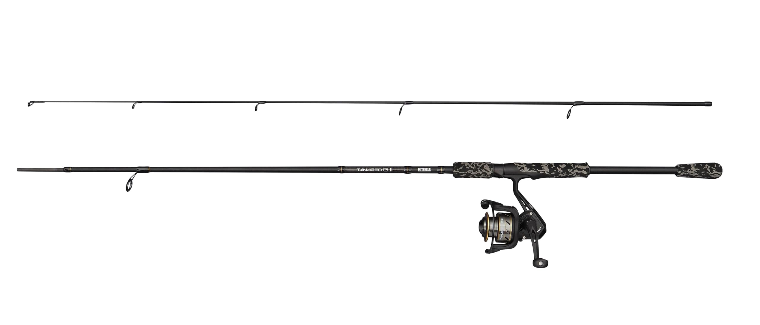 Mitchell Tanager G2 Spin Combo | Ensemble Canne à pêche Spinning et Moulinet pour la pêche en Eau Douce | Débutants et intermédiaires | Noir, Canne modérée | Plusieurs Options Disponibles