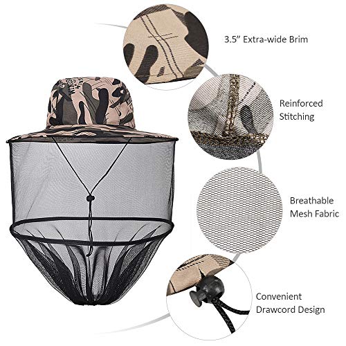 Festnight Chapéu de proteção solar dobrável ao ar livre com proteção de malha de rede de cabeça para