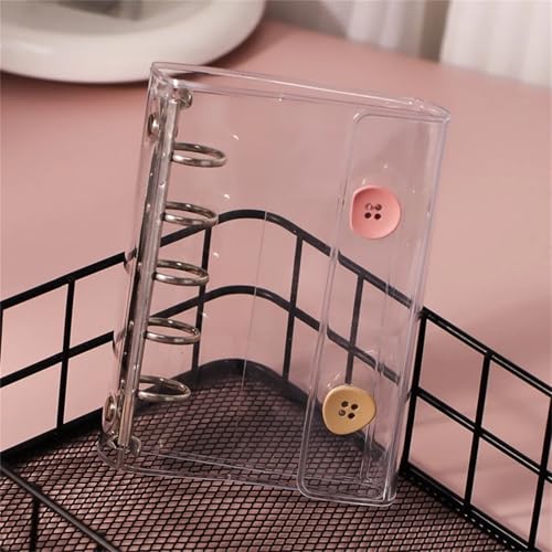 透明シール帳 バインダー式 手帳型収納 20枚リフィル付き クリアタイプ 選べる4色 シール・プリクラ整理に最適 ギフトにも かわいいデザイン (C)