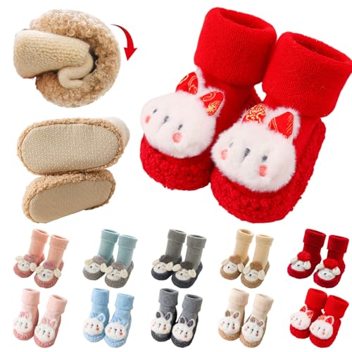 Baby Cartoon Plush Cotton Toddler Shoes, 2025 Upgraded Baby Sock Shoes, Baby Boys Girls Cartoon Plush Warm Cotton Shoes
