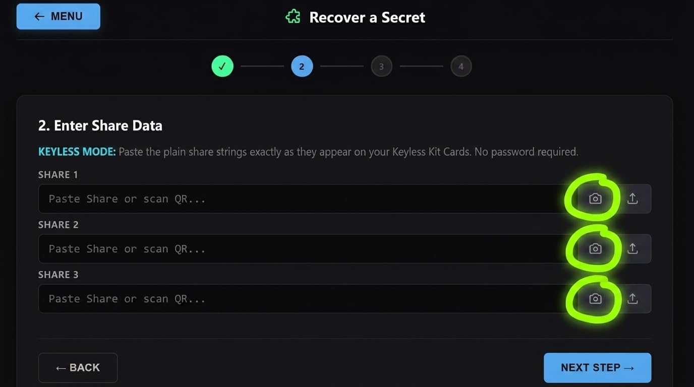 Keyless Kit – (HEX) – Offline Master Password & Crypto Seed Phrase Backup – Shamir's Secret Sharing Security Cards (Offline Master Password & Crypto Seed Phrase Backup)