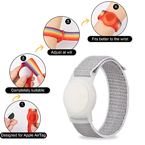 Image of Bracelet for AirTag Kids,Protective Cover for Air Tag with Nylon Wristband | Adjustable for Air Tag Bracelet,Anti Lost GPS Trackers Case Elastic Watch Band for Toddlers Girls Boys Elders