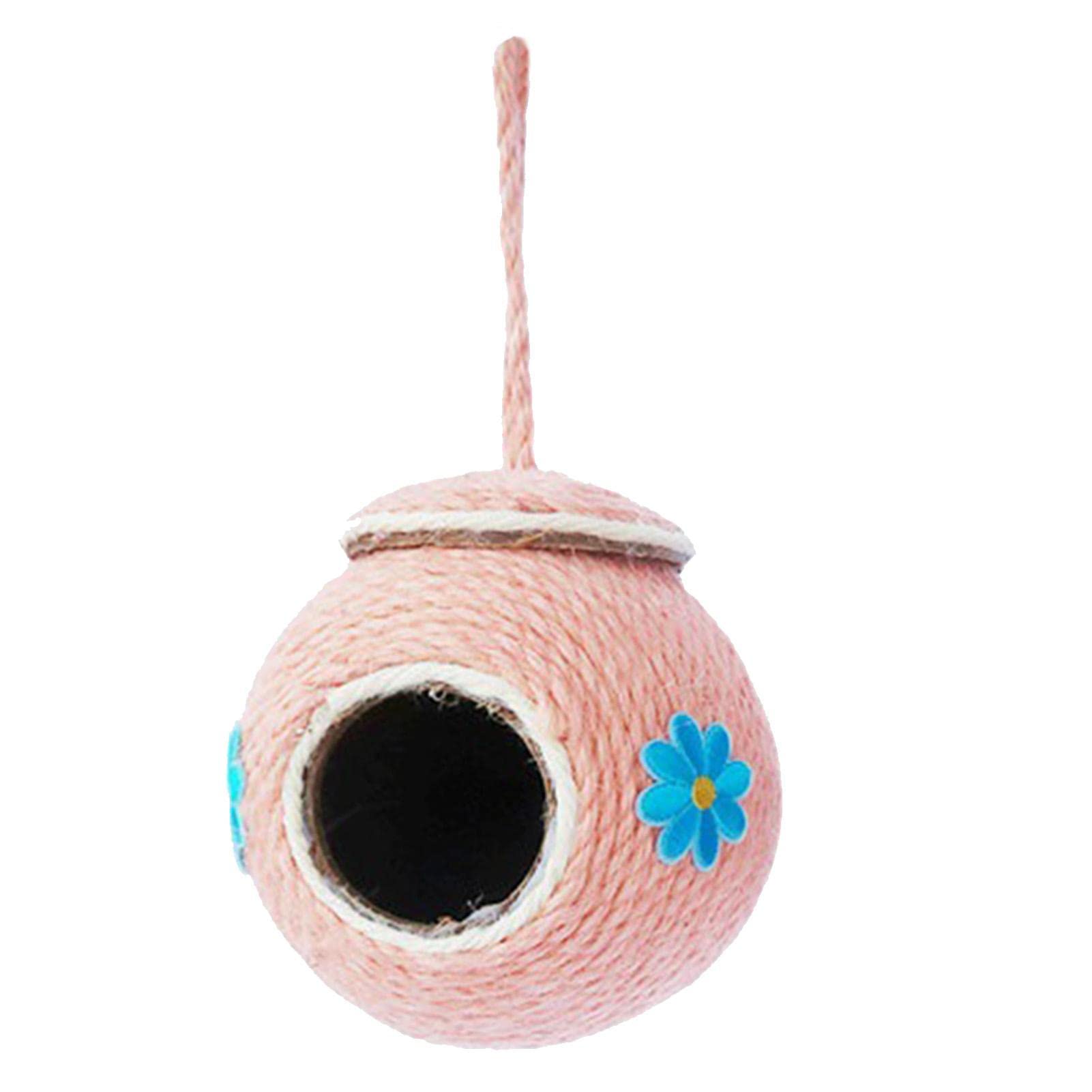 Pink Bird | Handwoven Parrot Coco House Bed,Anti-Bite Bird Nest House Bed, Breeding Nesting House For Bird Parrot Budgie Parakeet Lovebird Canary Finch