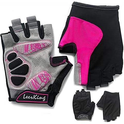 LeerKing Cycling Bike Gloves Half Finger Workout Gloves Weight Lifting Gel Pad Anti Slip Shock-Absorbing Breathable Exercise for Men Women,Pink S Cover