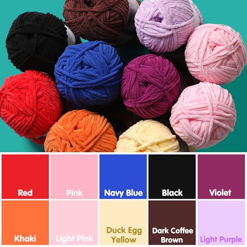Baby Blanket Yarn for Crocheting - Soft Velvet Fluffy Chenille Yarn for Knitting Amigurumi Making Scarves, Doll - 100g/3.5oz 131 Yards Thick Plush Yarns (1, Dark Gray) by Mooaske - Used condition - Image 5
