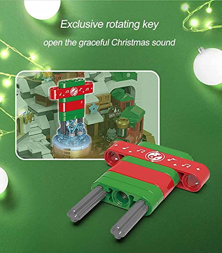 WQWY Weihnachtsschloss Spieluhr Bausteine,1294+ Teile Weihnachtsdeko Drehbare Modell Spielzeug,Büro-Desktop-Dekorationen… – Bild 7