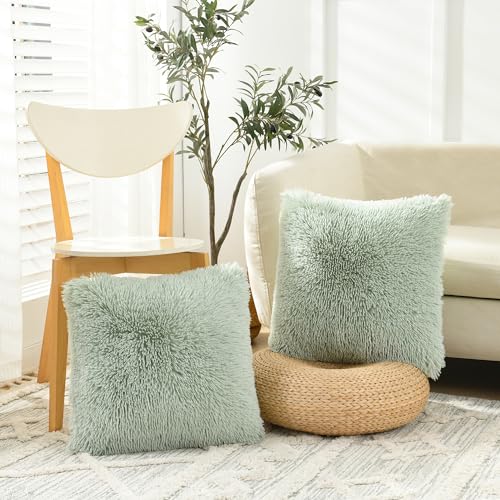 Image of Faux Fur Throw Pillow Covers for Couch Decorative Pillows 16x16 Inch
