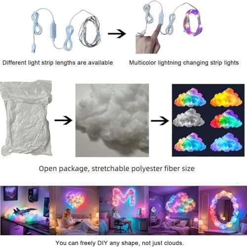 Thunder Cloud 3D LED Licht - USB betriebenes Lampendekorationsset | Dekolicht mit Musik-Synchronisationsfunktion, schafft eine perfekte Atmosphäre für das Büro
