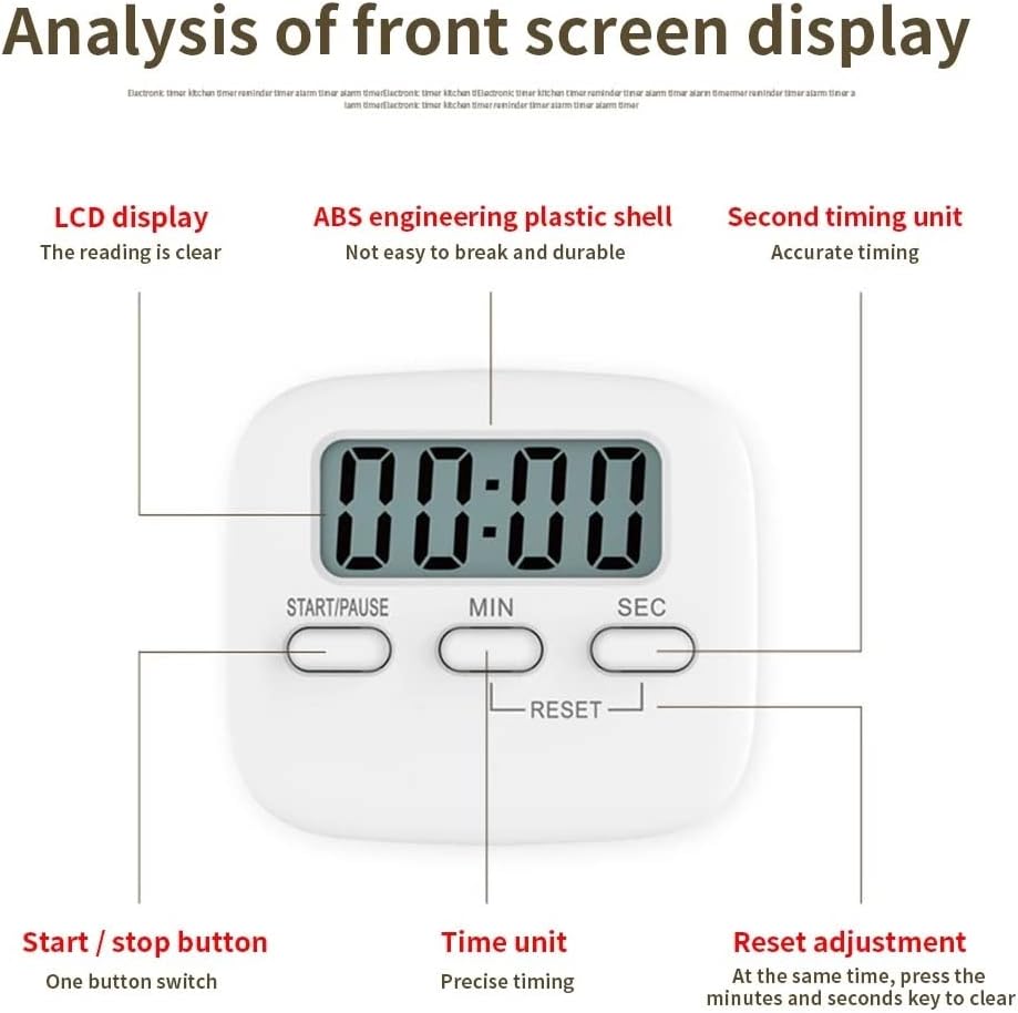 2pcs Kitchen Timer Cooking Baking LCD Display Countdown Student Lab Digital Home Gadget