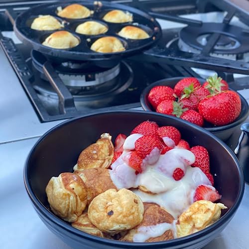 Foto von BBQ-Toro Gusseisen Poffertjes Pfanne mit Griff | Ø 20,5 x (H) 3 cm | Förtchenpfanne für 7 Förtchen | Preseasoned | Poffertjespfanne, Takoyaki Pfanne, Ochsenaugen Pfanne, Poffertjes Maker