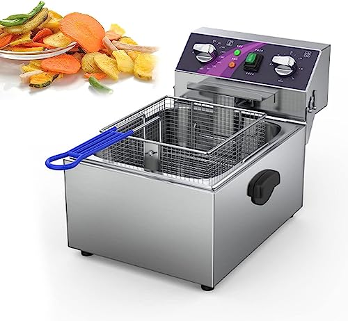 HMASNSEIY Freidora eléctrica de Acero Inoxidable con Cesta de 10 y 20 litros. Freidora de Aceite de Acero Inoxidable para encimera con Cesta, Ideal para cocinas domésticas y restaurantes.