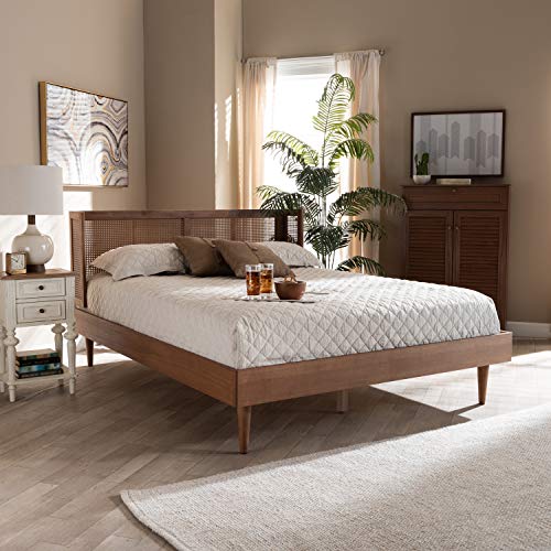 Baxton Studio Rina Full Size Brown Wood Platform Bed with Headboard