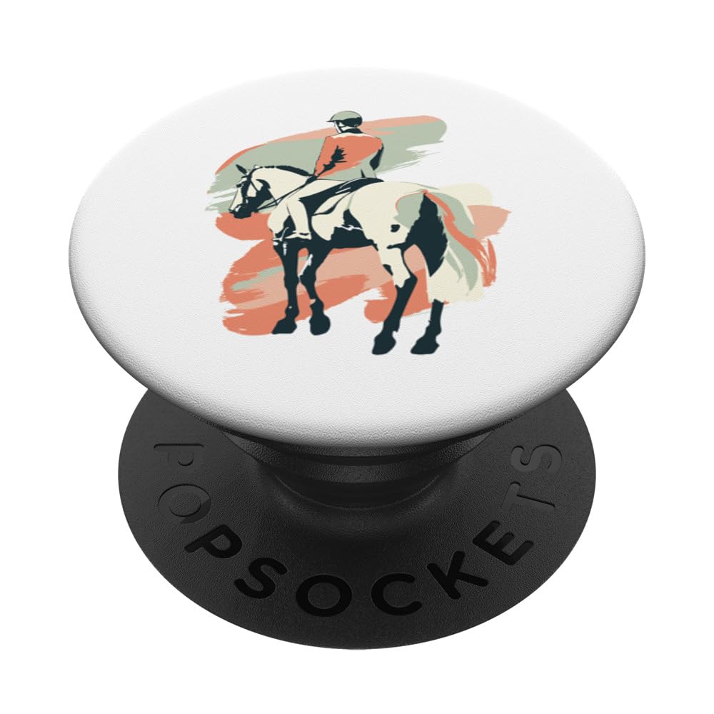 English Riding Pastel Aesthetic Equestrian Horse Sports PopSockets Swappable PopGrip, Black
