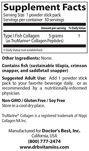Doctor's Best Fish Collagen w/Naticol Fish Collagen, Supports Skin, Nails, Joints, 30 Powder Stick Pack. - Image 7