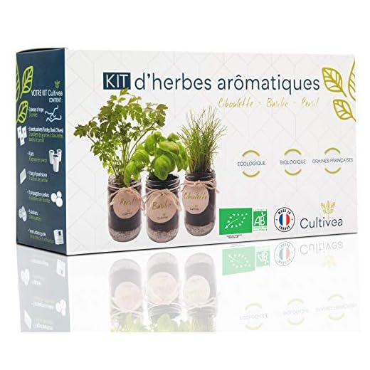 CULTIVEA – Kit Prêt à Pousser d’Herbes Aromatiques – Graines Françaises 100% Écologiques et Bio – Jardin potager d’intérieur – Plante (Basilic, Persil et Ciboulette) - Idée Cadeau -