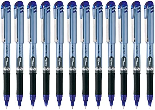Pentel EnerGel Bolígrafo De Gel Líquido, Punta De Aguja, 0.5 Mm, Cuerpo Azul Claro, Tinta Negra, Caja Con 12 Piezas, BLN15-A