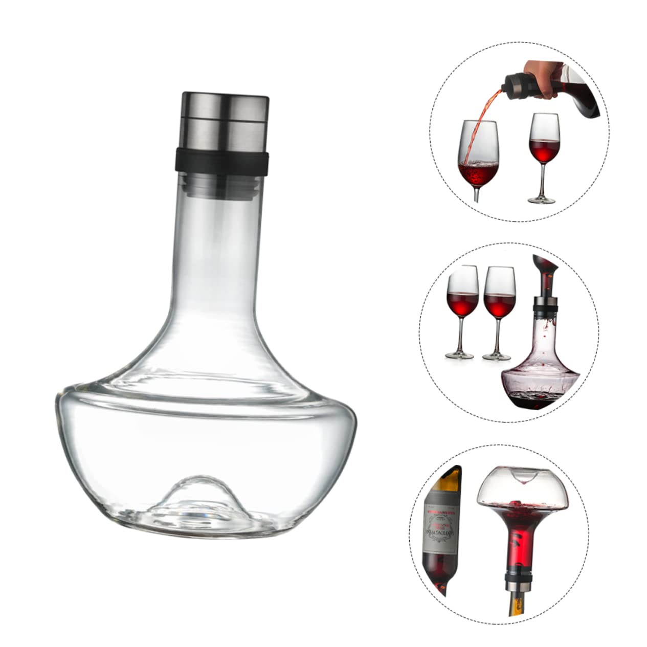 IMIKEYA Decantador de Vidrio Decantador Rápido de Vino de Botella para Servir Vino para Fiestas y Cenas