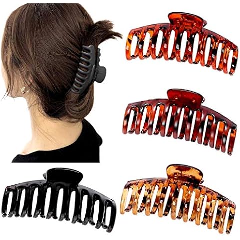 Big Claw Clips 4 Inch Jumbo Hair Clip Banana Nonslip Large Strong Hold for Thick Hair Women Girls French Design Accessories (4 Packs)… Cover