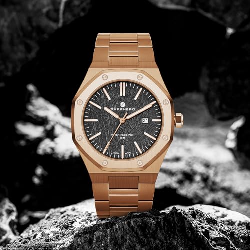 Image of Sapphero Watches for Men Waterproof Luminous Watches with Date Dial Chronograph Analog Quartz Movement Steel Stainless Business Wrist Watches Mens Gifts