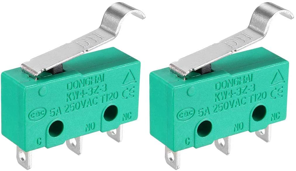 Heyiarbeit KW4-3Z-3 Micro Limit Switch AC 250V 5A Hinge Lever for Mill CNC (Pack of 2)