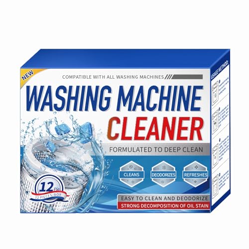 ULHYC 12Pcs Washing Machine Cleaner Tablets Penetrating Deep Clean Washer Cleaner Tablets For Front Loader And Top Load HE Active Oxygen Formula Tub Descaler Deodorizer