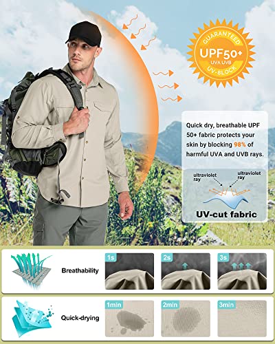 Outdoor Ventures Men's UPF 50+ UV Sun Protection SPF Hiking Shirt Long Sleeve Lightweight Quick Dry for Safari Travel Fishing4