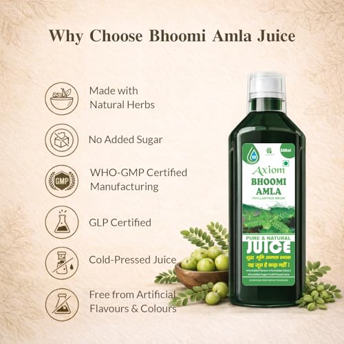 Image of Axiom Ayurveda Bhoomi Amla Juice - 500 ml | Natural liver detoxifier | Strengthens the digestive system | Rich Supplement with Pure Bhumi Amla Herbs