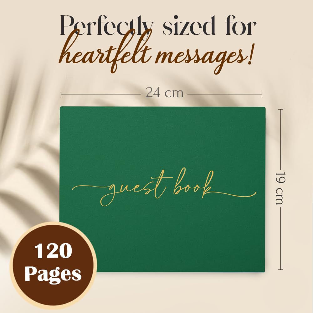Plantvibes Wedding Guest Book, 120 Thick Pages that Prevent Ink from Bleeding Through, Modern Style with Golden Title - Image 2