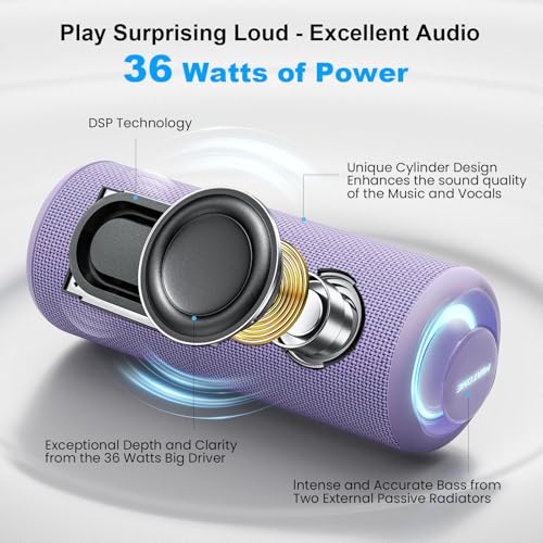 Image of Boompro Bluetooth Speaker 36W Stereo Sound Bass Girl Woman Present - Purple
