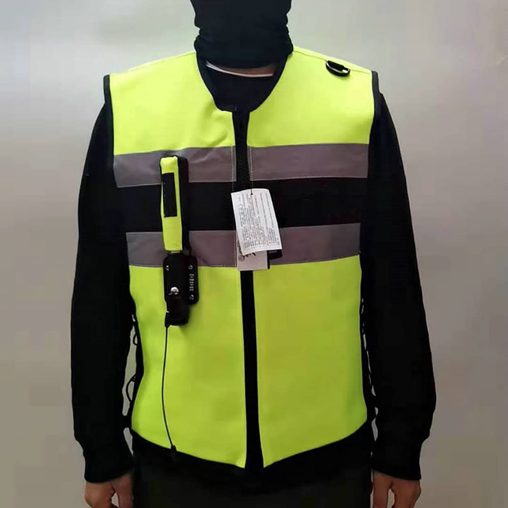 Chaleco De Airbag con Banda Reflectante, Ropa De Lona Densa 600D, Uso Suave, Tamaño De Pecho Ajustable, No Equipado con Cilindro De C02, para Motocicletas. (Color : Green, Size : L)