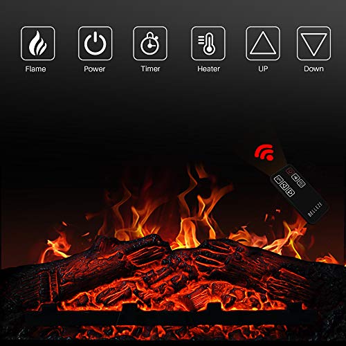 Belleze 25 Inch 1400W Deluxe Electric Fireplace Mantel Heater, Freestanding Portable Patio Hearth, Small Space Stove With Remote Control & Realistic Flames - White #TOP4