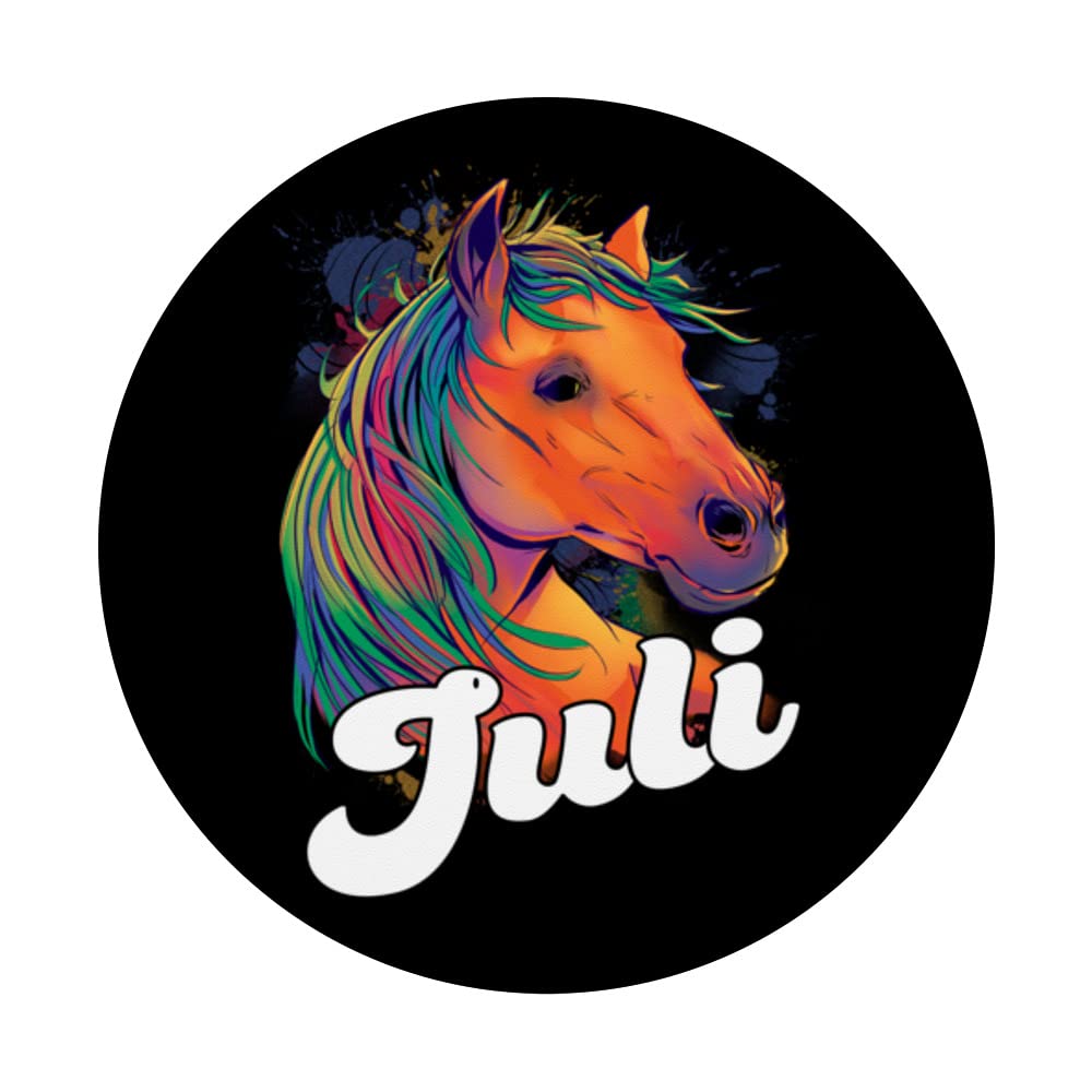 JULI - Adorable girl name with beautiful Horse PopSockets Swappable PopGrip, Black - Image 3