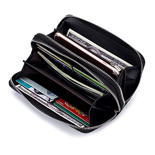 Double Zipper Long Clutch Wallet Cellphone Wallet,Womens Wallet Zip Around Card Holder Large Leather Phone Wristlet with RFID Blocking (Style-A)3