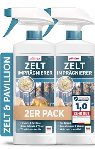 PLINTEX&reg; Zelt & Pavillon Impr&auml;gnierung 2x580ml - Impr&auml;gnierspray f&uuml;r Zelte, Markisen, Sonnenschirm oder Pavillons - effektiver Fl&auml;chen- &...