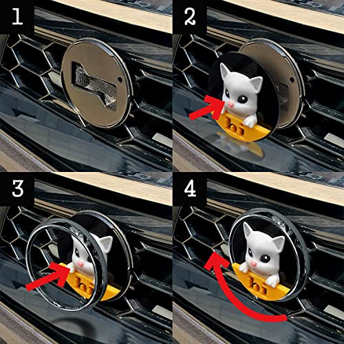 Image of 3D OM Badge Cat-Hi, 3-inch Grill Badge, Realistic Stylish Cute Fun 3D Printing Plastic (PLA) on Acrylic Plate - Works with The Grill Badge Holder (not Included) (BK1-KWY)