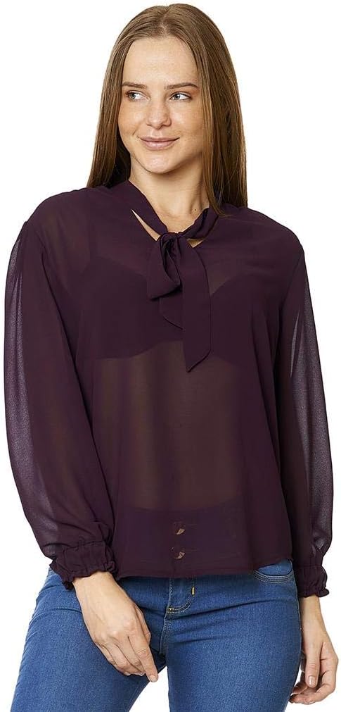 INCÓGNITA Blusa Mujer Con Corbata y Manga Larga Casual Formal Uva 550300 -  Uva - CHI : Amazon.com.mx: Ropa, Zapatos y Accesorios